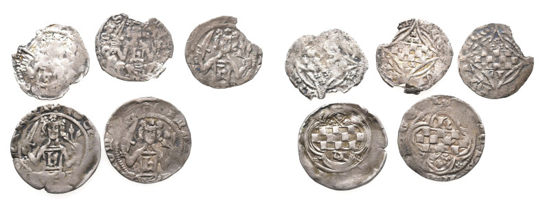 Mark, Engelbert III. 1347-1391, Pfennige (2x), Hälbling (1x) und Vierlinge (2x),...