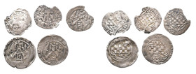 Mark, Engelbert III. 1347-1391, Pfennige (2x), Hälbling (1x) und Vierlinge (2x), alle Münzstätte Hattingen. 5 Stück. Zum Teil mit Randausbrüchen, schö...