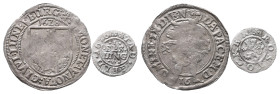 Rostock, Stadt, Sechsling 1676. 0,33 g. Kunzel 177. Sehr schön. Dazu: Lüneburg, Stadt, 1/16 Taler (Doppelschilling) 1628. 2.76 g. Leichte Prägeschwäch...