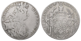 Pommern, Herzogtum unter Schweden, Karl XI. 1660-1697, 2/3 Taler 1697, Stettin. 15,49 g. Ahlström 122; Dav. 769. Schön-sehr schön