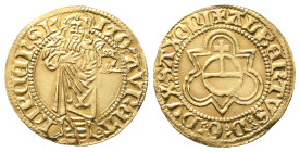 Sachsen, Albrecht 1486-1500, Goldgulden o. J., Leipzig. 3,21 g. Fb. 2609; Slg. Merseb. 344. Leicht gereinigt, sehr schön