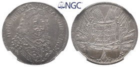 Sachsen Weimar Eisenach, Wilhelm 1640-1662, 1/4 Reichstaler 1654, Weimar, auf den Schlossbau. Koppe 286. Prachtexemplar. Herrliche Patina, vorzüglich-...