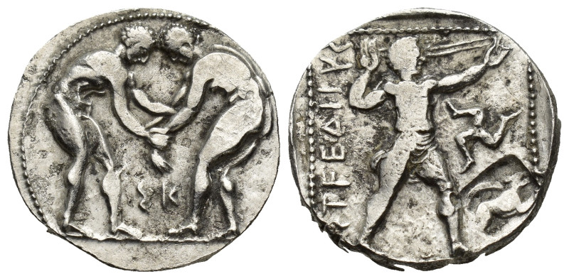 Pamphylia, Aspendos AR Stater. (22mm, 10.89 g) Circa 380-325 BC. Two wrestlers g...