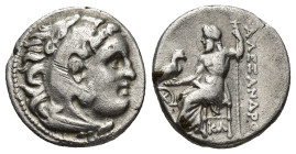 KINGS OF MACEDON. Alexander III ‘the Great’, 336-323 BC. Drachm (15mm, 4.00 g), Mylasa, circa 300. Head of Herakles to right, wearing lion skin headdr...