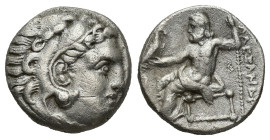 Kings of Macedon. Uncertain mint. Alexander III "the Great" 336-323 BC. Drachm AR (15mm, 4.00 g). Head of Herakles right, wearing lion skin / AΛEΞANΔP...
