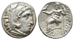 Kings of Macedon. Kolophon. Alexander III "the Great" 336-323 BC. Drachm AR (18mm, 4.21 g). Head of Herakles right, wearing lion's skin headdress / AΛ...