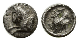 CILICIA, Uncertain. Circa 350 BC. AR Obol (7.5mm, 0.26 g). Forepart of horse left / Griffin advancing left.