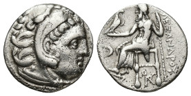 Kings of Macedon, Antigonos I Monophthalmos Kolophon, 310-301 BC. AR Drachm (17mm, 3.83 g). In the name and types of Alexander III. Kolophon, Head of ...