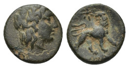 Ionia. Miletos circa 350-325 BC. Bronze Æ (10mm, 1.09 g). Laureate head of Apollo right / Lion standing right, head left; star above.