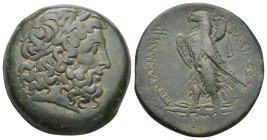 Ptolemaic Kingdom. Ptolemy II; 285-246 BC. Sidon, AE (30mm, 21.85 g). Obv: Laureate head of Zeus r. Rx: BAΣIΛEΩΣ ΠTOΛEMAIOY Eagle with folded wings st...