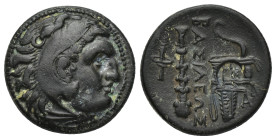 Macedonian Kingdom. Alexander III the Great. 336-323 B.C. AE 20 (20mm, 5.83 g). Uncertain mint in Western Asia Minor, ca. 323-310 B.C. Head of Alexand...