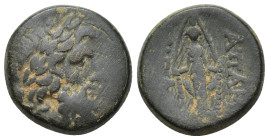 PHRYGIA, Apameia, (Circa 100-50 BC). Ae. (19mm, 7.44 g) Obv: APAME / Laureate head of Zeus right. Rev: Cult statue of Artemis Anaïtis facing.