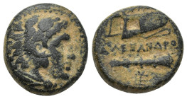 KINGS OF MACEDON. Alexander III 'the Great' (336-323 BC). Ae Unit. (16mm, 7.14 g) Uncertain mint in Macedon. Obv: Head of Herakles right, wearing lion...
