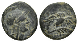GREEK Mysia. Pergamon circa 200-133 BC. Bronze Æ (16mm, 3.12 g). Helmeted head of Athena right, helmet decorated with star / AΘH-NA[Σ] above and NIKHΦ...