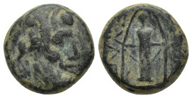 PHRYGIA. Apameia. (Circa100-50 BC). AE. (16mm, 7.20 g) Obv: Laureate head of Zeus, right. Rev: Cult statue of Artemis Anaitis standing facing.