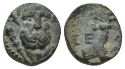 Pisidia, Selge Æ (13mm, 2.99 g). 2nd-1st centuries BC. Head of Herakles facing slightly to right, wreathed with styrax; lion skin tied around neck, [c...
