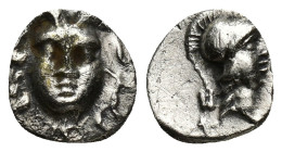 Pisidia, Selge. Ca. 350-300 B.C. AR obol (9mm, 0.54 g). Facing gorgoneion / Helmeted head of Athena right; behind, astralagos.