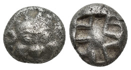 MYSIA. Parium. Ca. 500-450 BC. AR drachm (11mm, 3.12 g). Gorgoneion facing with open mouth and protruding tongue / Crude disjointed incuse square with...