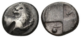 THRACE, Chersonesos. Circa 386-338 BC. AR Hemidrachm (11mm, 2.15 g). Forepart of lion right, head reverted / Quadripartite incuse square with alternat...