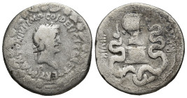 Marcus Antonius and Octavia - Cistophorus of Ephesus, 39 BC, (26mm, 11.31 g). MANTONIVS IMP COS DESIG ITER ET TERT head of M.A. r. wreathed with ivy, ...