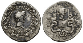 Marcus Antonius and Octavia - Cistophorus of Ephesus, 39 BC, (27mm, 11.49 g). MANTONIVS IMP COS DESIG ITER ET TERT head of M.A. r. wreathed with ivy, ...