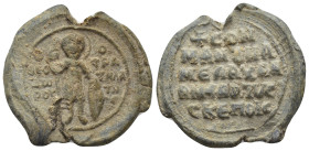 BYZANTINE LEAD SEAL (30mm, 16.46 g) Theodoros Chetames (Thoros, son of Hetoum), kouropalates and doux of Melitene, Circa 1074. Seal (Lead,  [O / A/ΓI/...