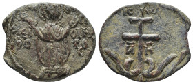 BYZANTINE LEAD SEALS. Anonymous (Circa 8th-9th centuries). Obv: The Virgin Mary standing facing on daïs, orans ; uncertain legend around. Rev: Patriar...