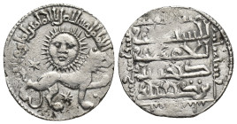 Seljuks of Rum, Ghiyath al-Din Kay Khusraw II AR Dirham. (21mm, 2.92 g) Lion advancing to right, two stars. / Name and title in four lines; mint and d...