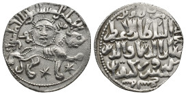 Seljuks. Rum. Ghiyath al-Din Kay Khusraw II bin Kay Qubadh. AH 634-644 / AD 1237-1246 AR Dirhem. (22mm, 2.99 g) Lion advancing right; facing sun and s...