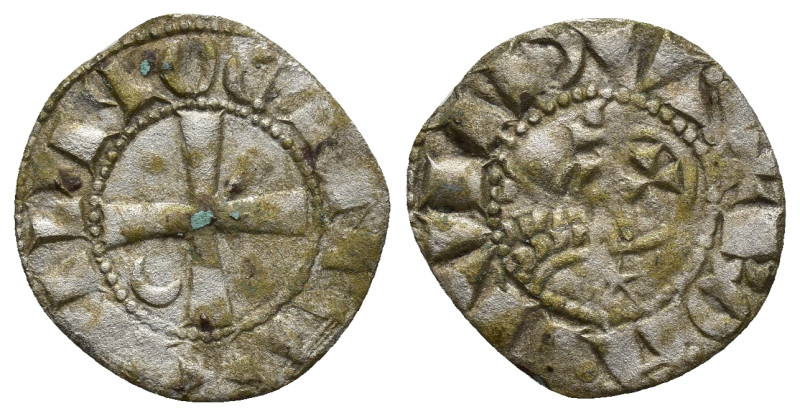 CRUSADERS, Antioch. Bohémond III (1163-1201) AR/BI Denier, (15mm, 0.71 g) Antioc...