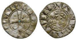 CRUSADERS, Antioch. Bohémond III (1163-1201) AR/BI Denier, (15mm, 0.71 g) Antioch, 1163-1188. + BOAMVИDVS + bust left, wearing Norman helmet decorated...