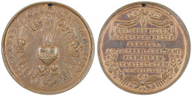 Marie I & Pierre III 1777-1786
Médaille en cuivre, 1779, commémoration de la Fondation de l'Église du Très Saint Cœur de Jésus, Cuivre 22.94 g. 40 mm
...