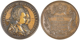 Marie I & Pierre III 1777-1786
Médaille en Bronze, 1779, commémoration de la Fondation de l'Église du Très Saint Cœur de Jésus, AE 38.70 g. 53 mm
Cons...