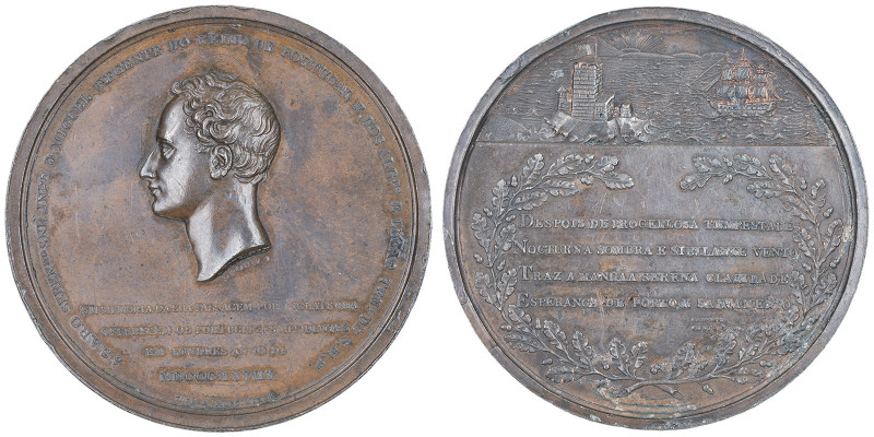 Miguel 1828-1834
Grande médaille en Bronze, 1828 , Offre des Portugais à Londres...