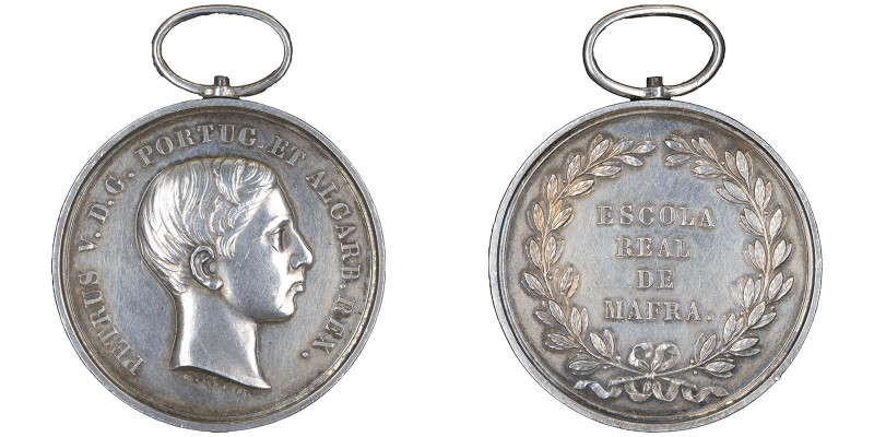 Pierre V 1853-1861
Médaille en argent, 1856, D. Pedro V, École Royale de Mafra,
...