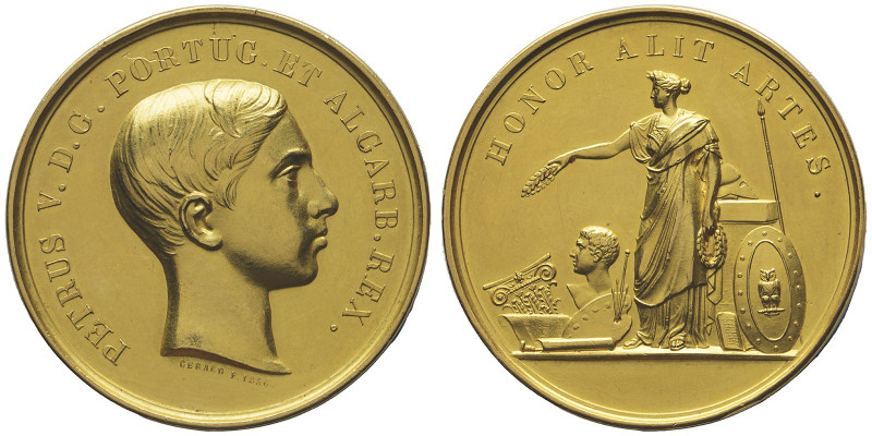 Médaille en or, ND, AU 71 g. 40 mm Avers : PETRVS V DG PORTVG ET ALGARB REX
Reve...