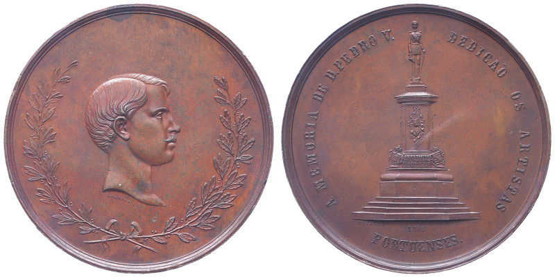 Louis Ier 1861-1889
Médaille en cuivre, 1864 , commémoration du Monument à Porto...