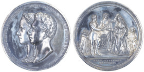 Louis Ier 1861-1889
Grande médaille en argent, 1862, commémoration du Mariage du Roi, D. Luis avec la reine, Mme Maria Pia de Savoia, par D. Canzani, ...