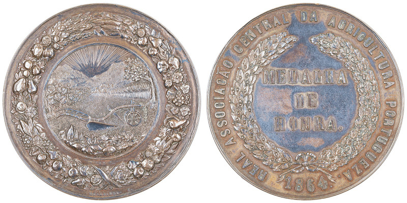 Médaille en Bronze, Real Associaçao central da agricultura portugueza, 1864, AE ...