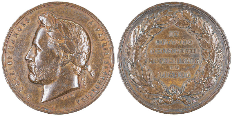 Médaille en Bronze de Luis de Camoes 1867, AE 70.26 g. 55 mm Conservation : peti...