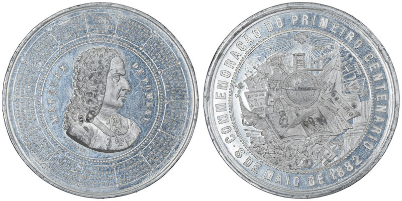 Médaille en Etain, 1882, commémoration du Premier Centenaire, Marquês de Pombal,...