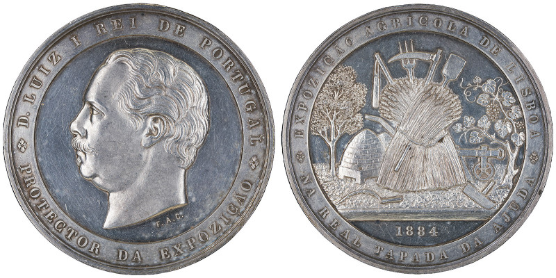 Médaille en argent, 1884 - F.A.C. , AG 123.42 g. 60 mm par D. Luiz Rei de Portug...