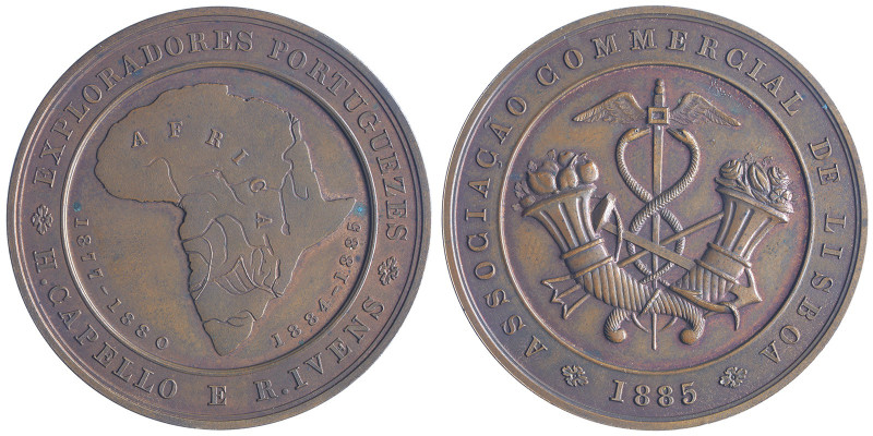 Médaille en bronze 1885, Association commerciale de Lisbonne, AE 35.56 g. 40 mm ...
