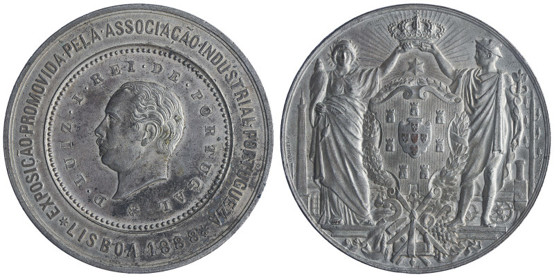 Médaille en argent, 1888, Association Industrielle Portugaise, AG 65 g. 50 mm Co...