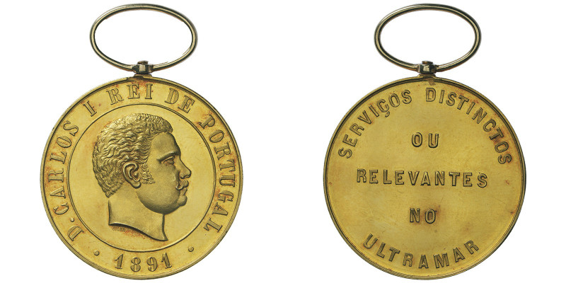 Charles Ier 1889-1908
Médaille en or, 1891, dédiée au roi Carlos Ier du Portugal...