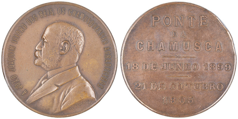 Charles Ier 1889-1908
Médaille en bronze, 1905, Pont de Chamusca, AE 47 g. 47 mm...
