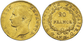 Premier Empire 1804-1814
20 Francs, Perpignan, AN 13 Q, AU 6.45 g. 
Ref : G.1022, Fr. 489 
Conservation : NGC XF 40.
Quantité : 522 exemplaires. Très ...