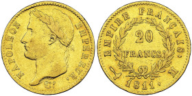 Premier Empire 1804-1814 20 Francs, Toulouse, 1811 M, AU 6.45 g.
Ref : G.1025, Fr.516
Conservation : NGC XF 45
