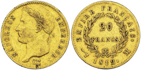 Premier Empire 1804-1814 20 Francs, Toulouse, 1812 M, AU 6.45 g.
Ref : G.1025, Fr. 516
Conservation : NGC XF 45. Rare