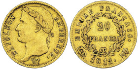 Premier Empire 1804-1814 20 Francs, Rome, 1812 R, AU 6.45 g.
Ref : G.1025, Pag 92, Fr. 519
Conservation : NGC XF 45
